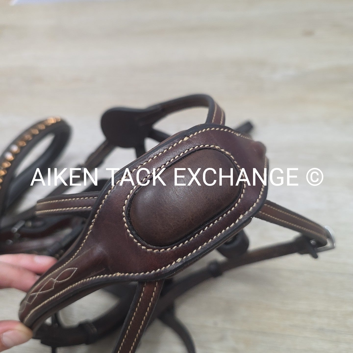 Nunn Finer Arianna Bridle with Halter Ego Bling Browband, No Reins, Brown, Full