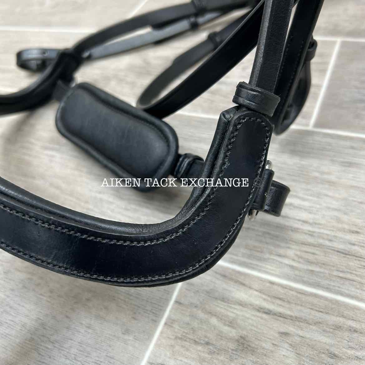KL Select Red Barn Arena Ergonomic Bridle with Reins, Black, Size Full