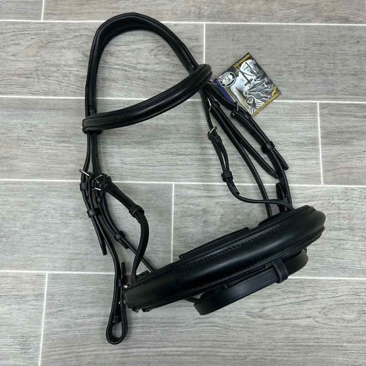 Schleese Plain Raised Flash Bridle, No Reins, Black, Size Cob