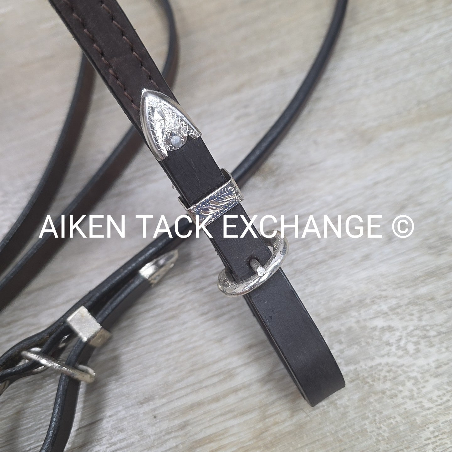Tough1 Royal King Double Ear Show Headstall with Buckle End Split Reins, Horse