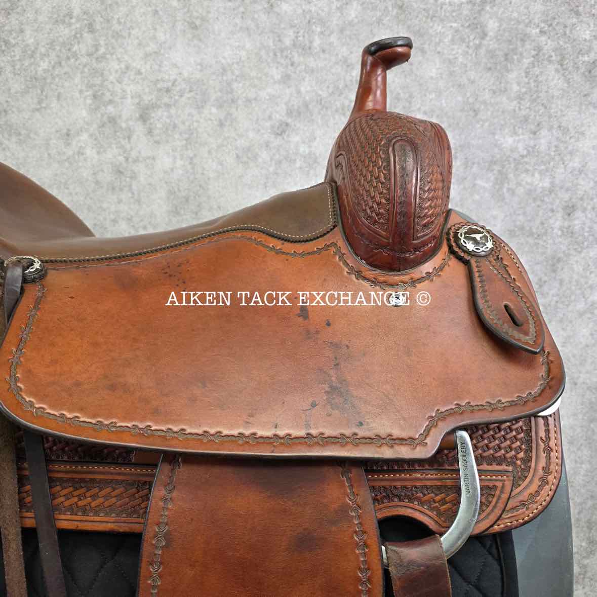 Martin Saddlery Western Saddle, 17.5" Seat, Wide Tree - Full QH Bars