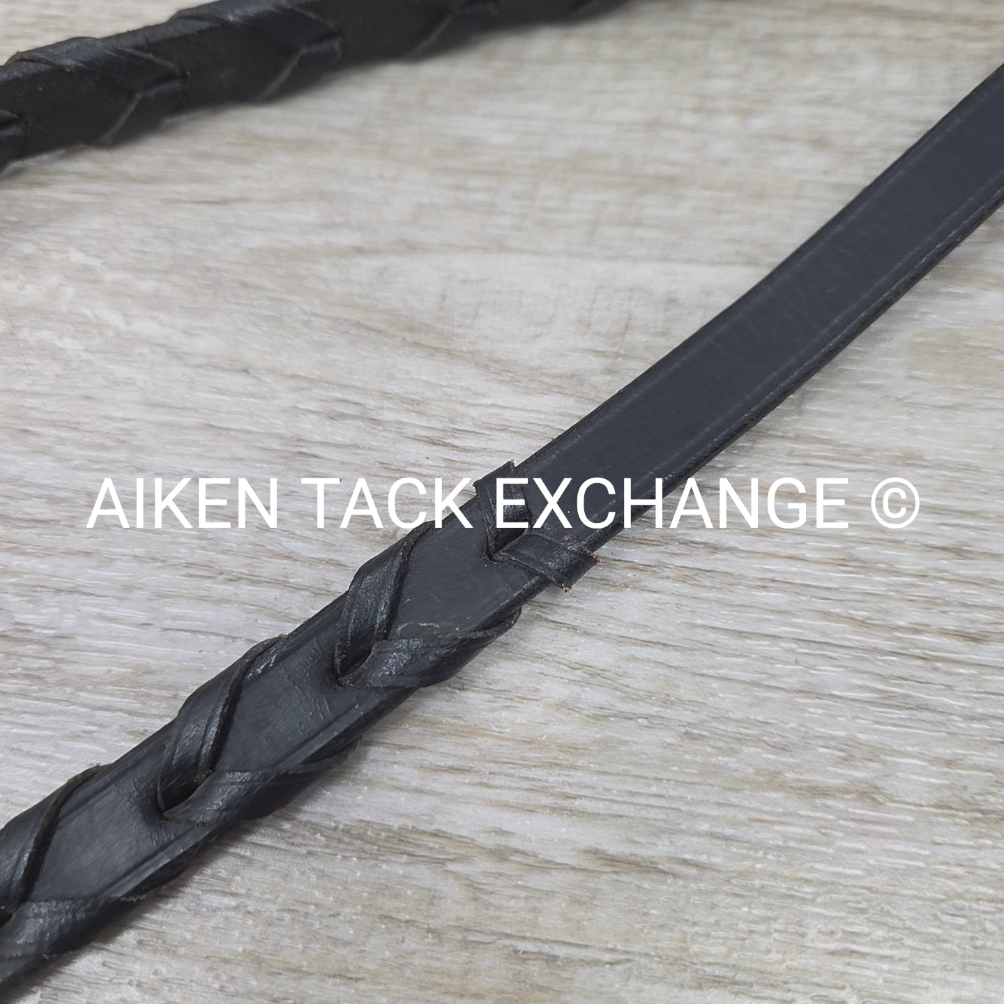 Flat Laced Reins, Black, 56"