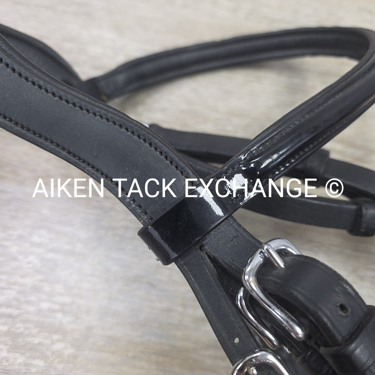 SmartPak Wellfleet Fancy Stitch Patent Monocrown Flash Bridle, No Reins, Black,