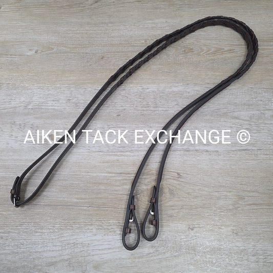 KL Select Square Raised Fancy Stitched Laced Reins, Brown, Size Full