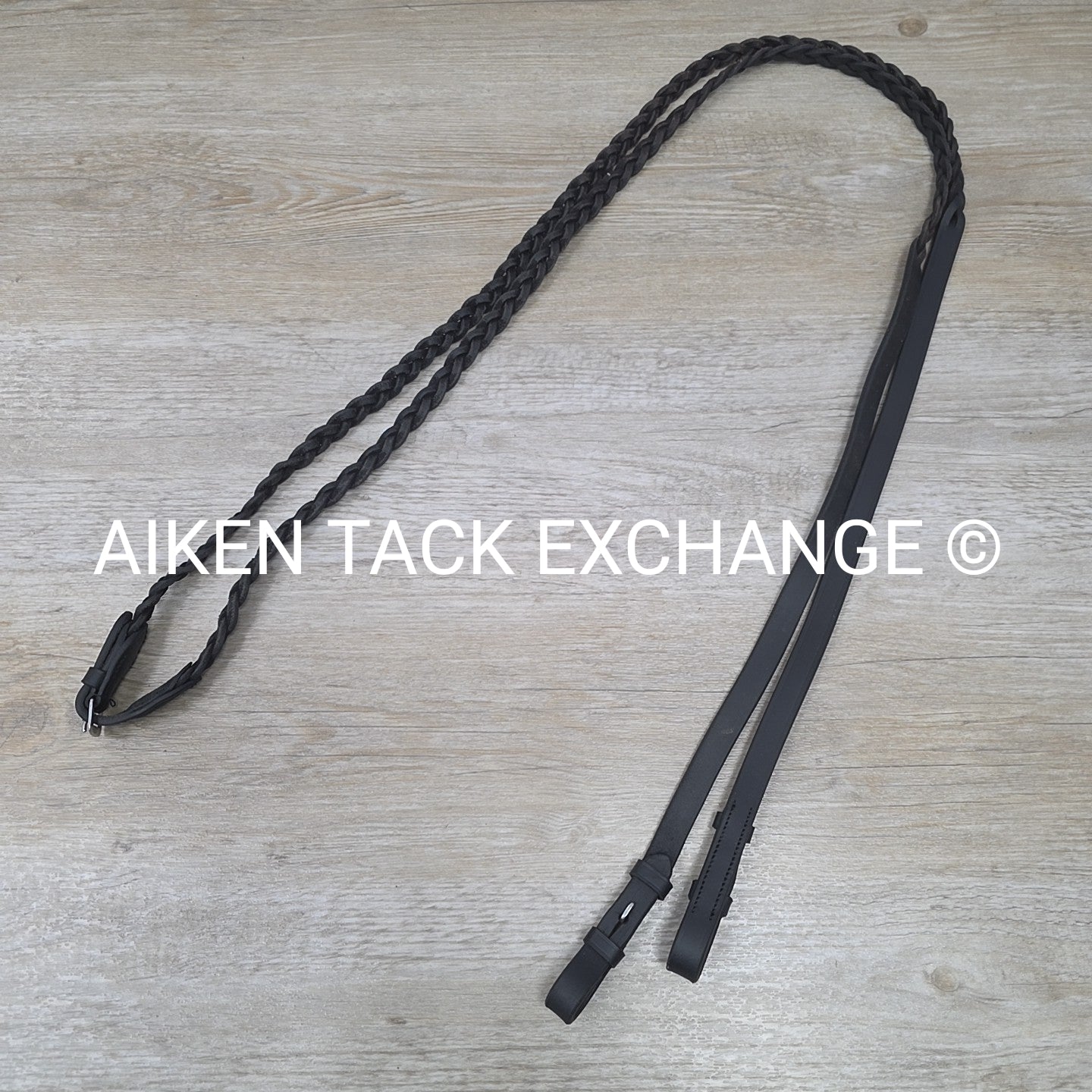 Plaited Reins, Black, 56"