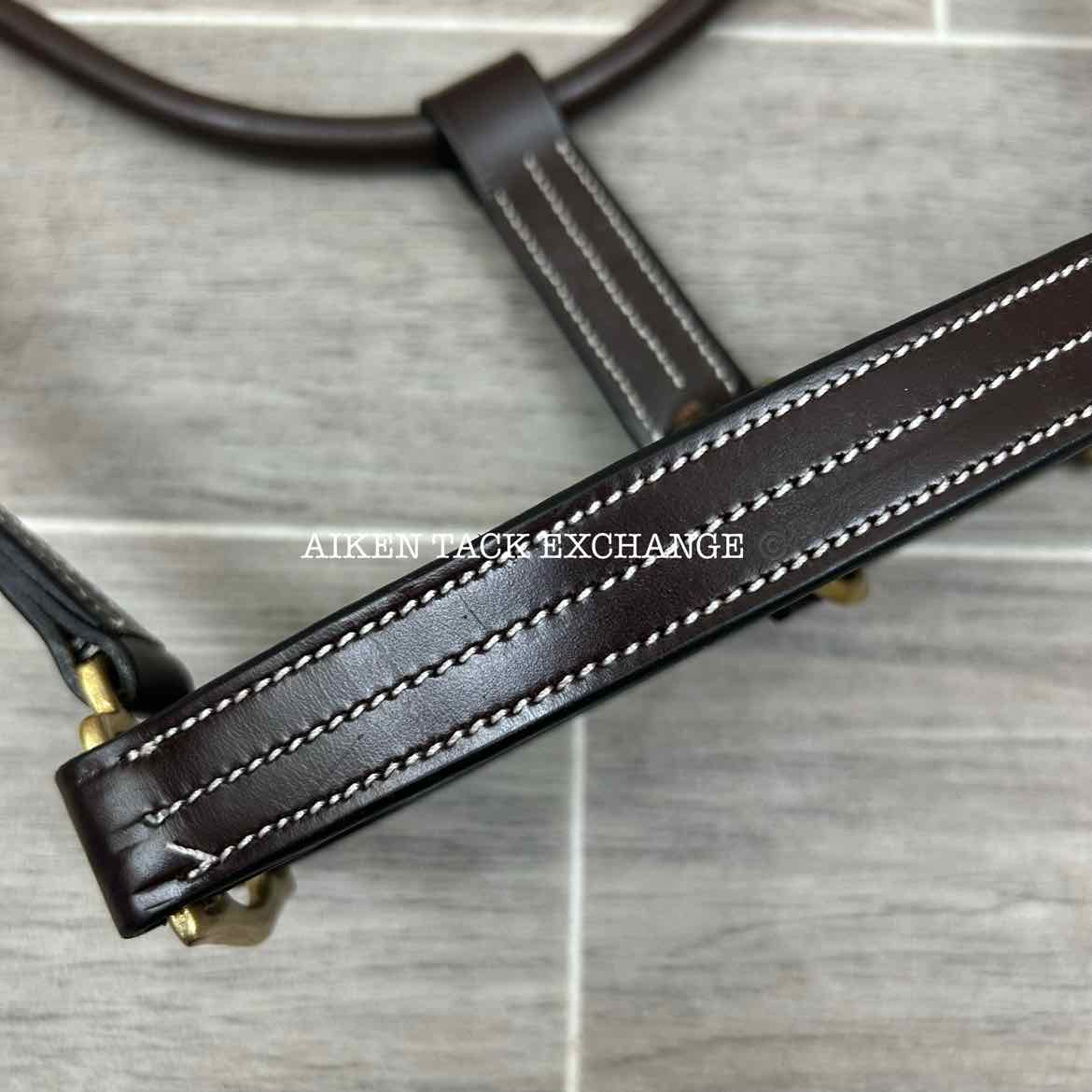 KL Select Black Oak Pine Leather Halter, Brown/Brass, Size Pony