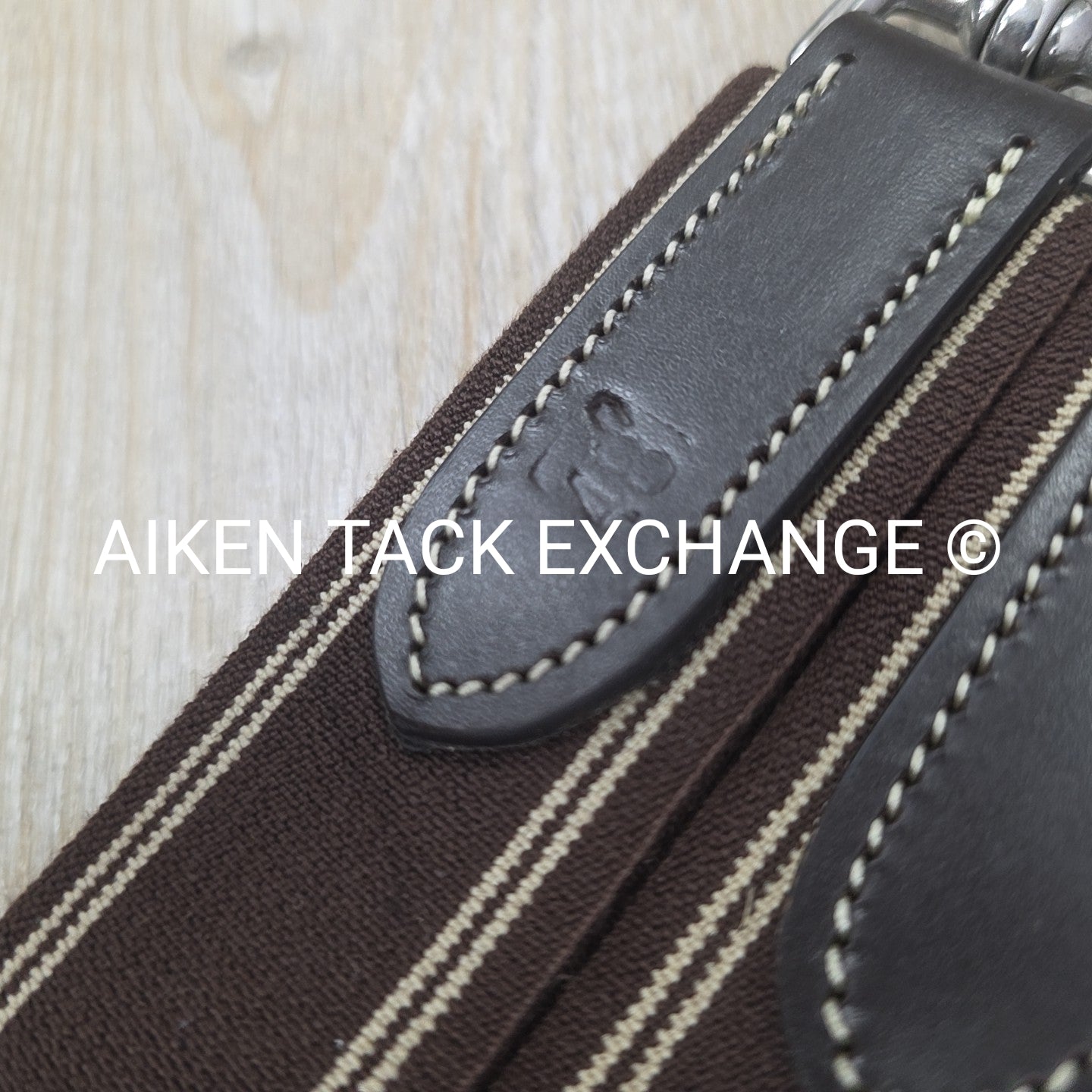 Fancy Stitched Girth with Double End Elastic, Brown, 48"
