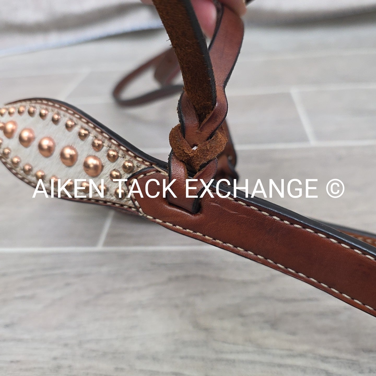 Cowhide One Ear Headstall with Matching Tie Down & Breastplate