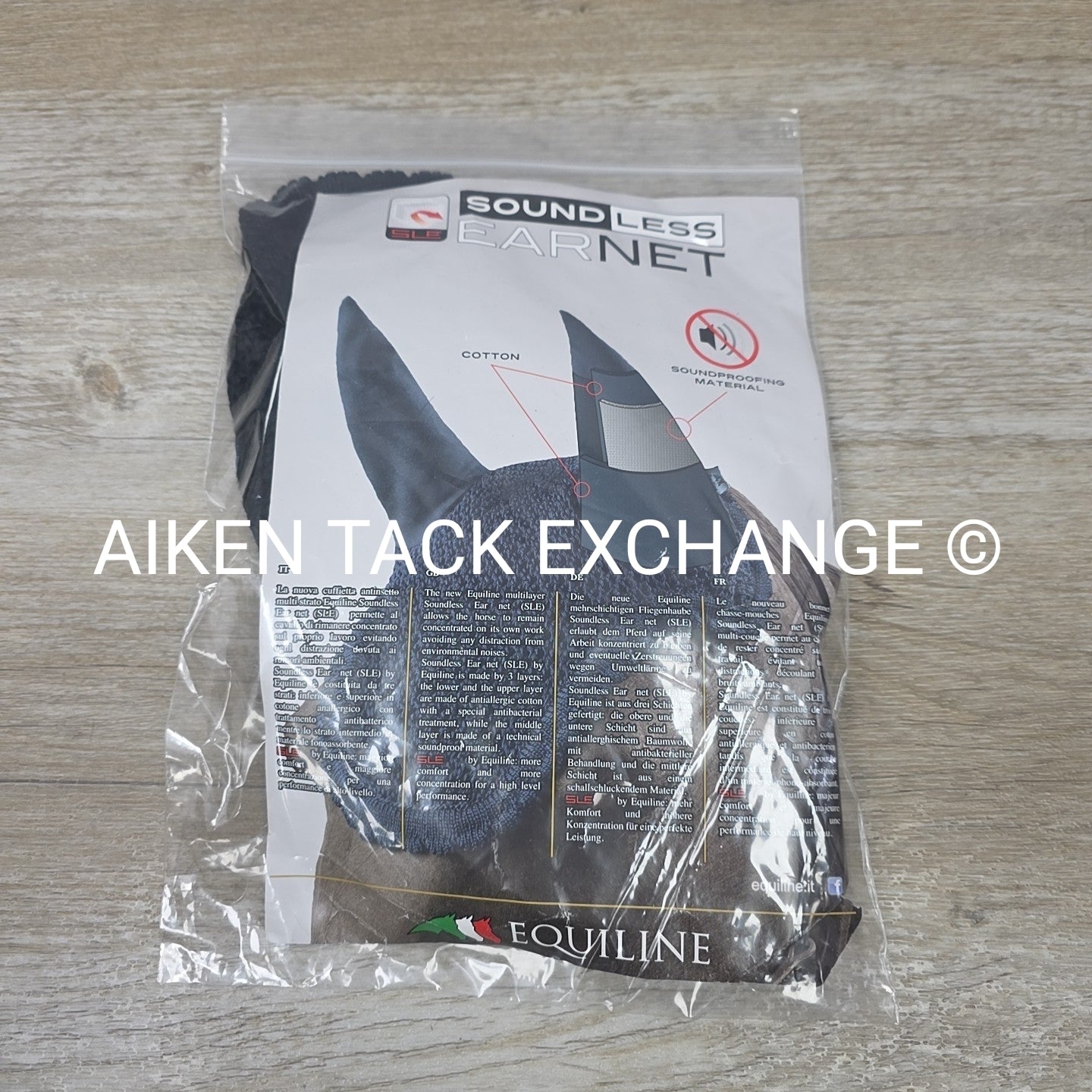 Equiline Soundless Ear Bonnet, Black, Size Full