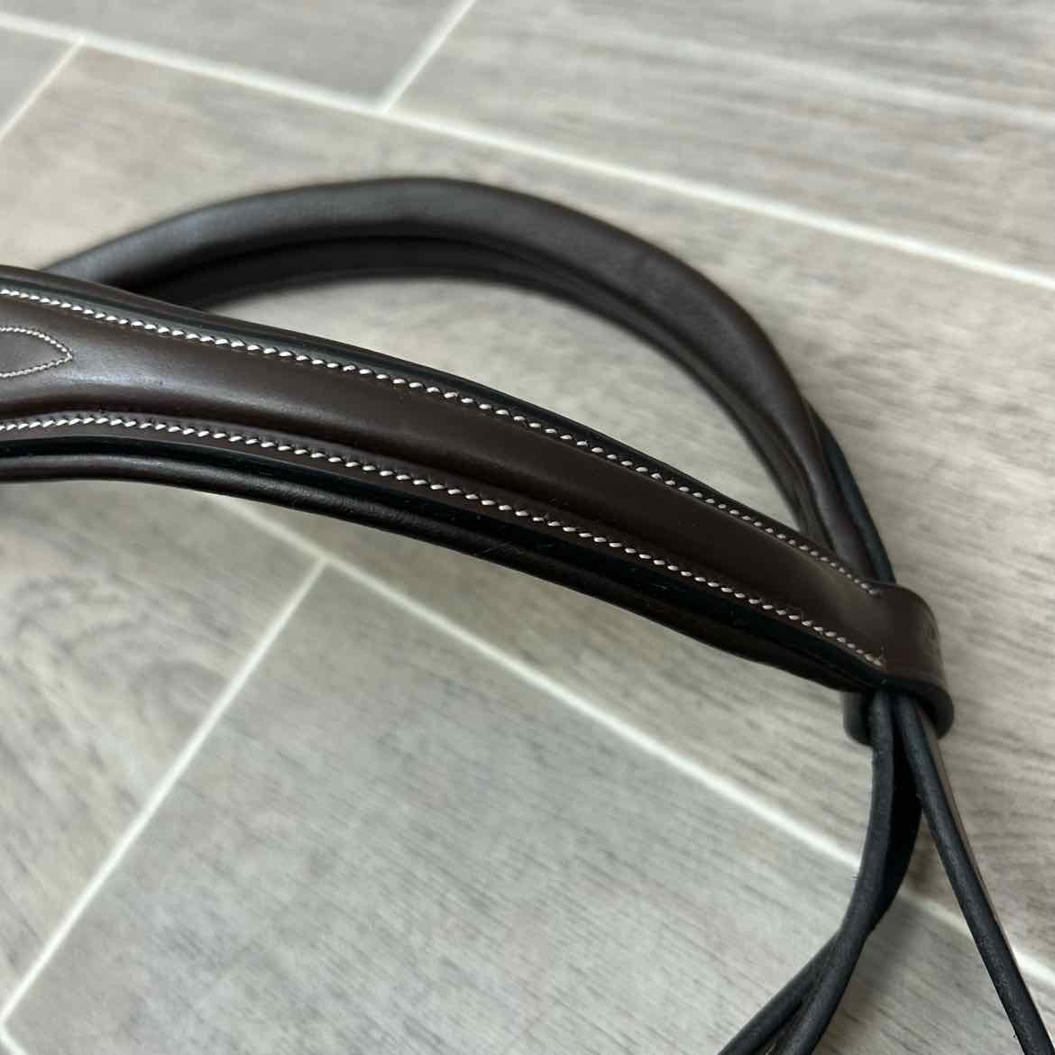ExionPro Fancy Stitched Padded Bridle, No Reins, Brown, Oversize