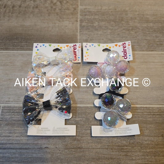 Claire's Hair Bundle - 1 Pack of Hair Ties, 3 Hair Clips