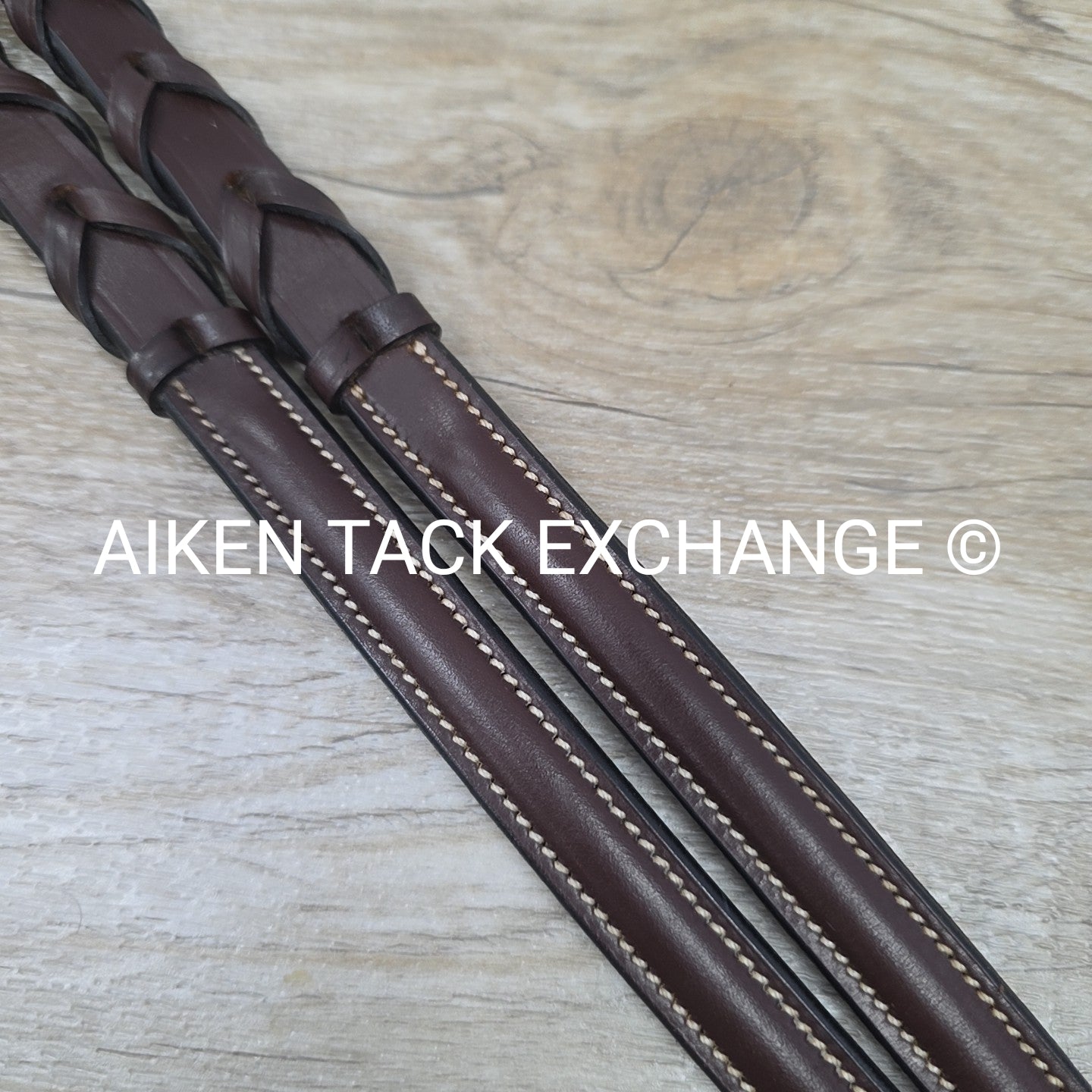 KL Select Red Barn Round Raised Fancy Stitch Laced Reins, Brown, Size Full