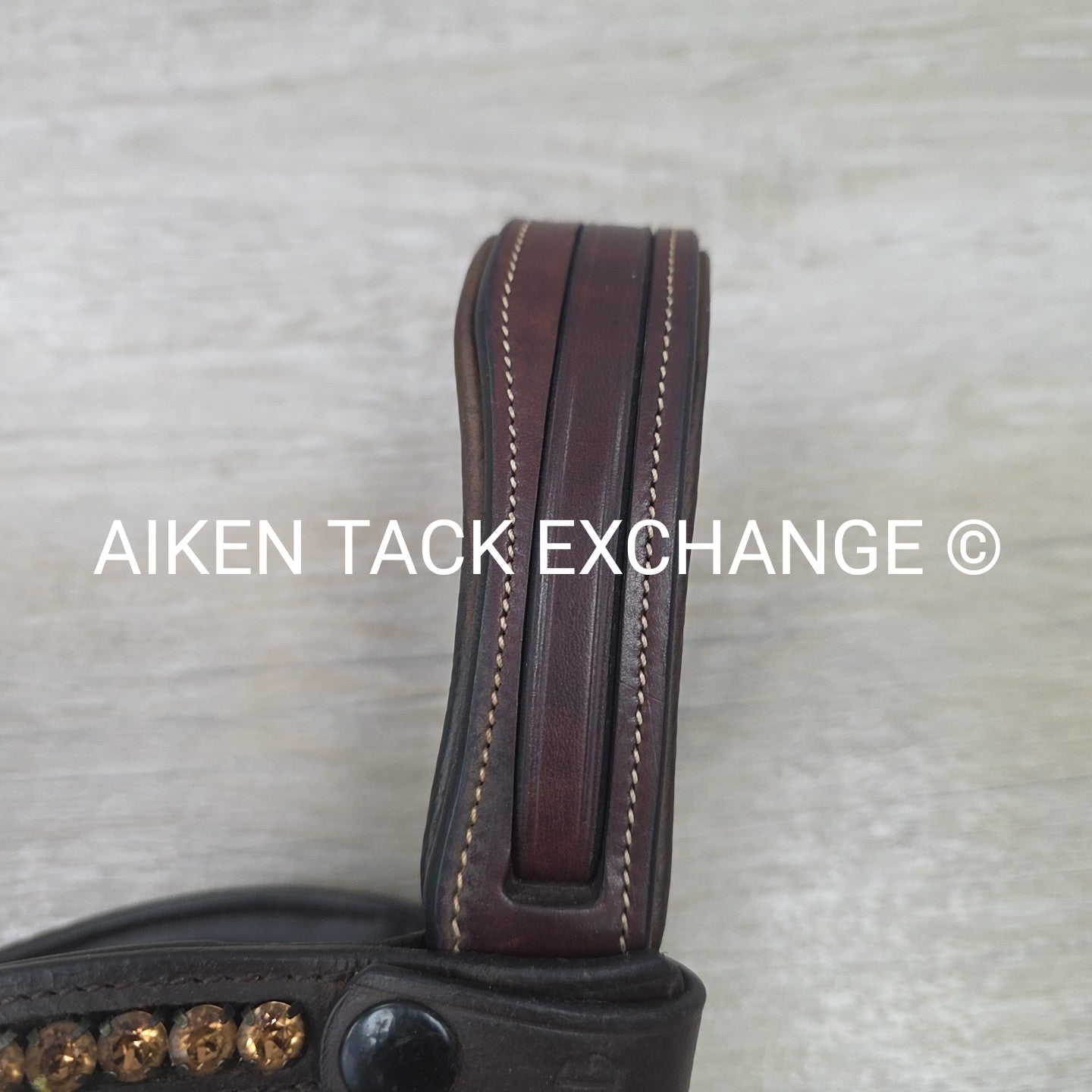 Nunn Finer Arianna Bridle with Halter Ego Bling Browband, No Reins, Brown, Full