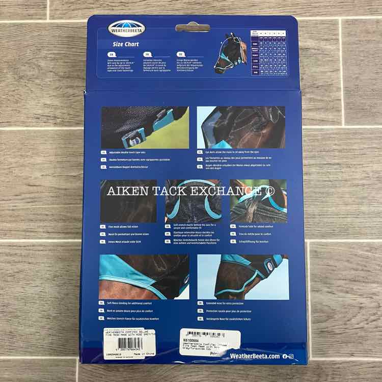 Weatherbeeta Deluxe Fine Mesh Fly Mask No Ears with Nose, Size Cob