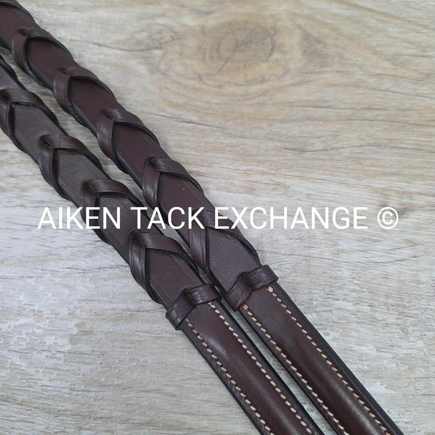 KL Select Red Barn Round Raised Fancy Stitch Laced Reins, Brown, Size Full