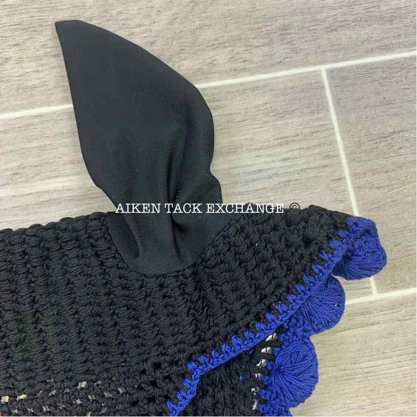 USG by KL Select Fly Veil Ear Bonnet, Black/Blue, Size Full, Brand New