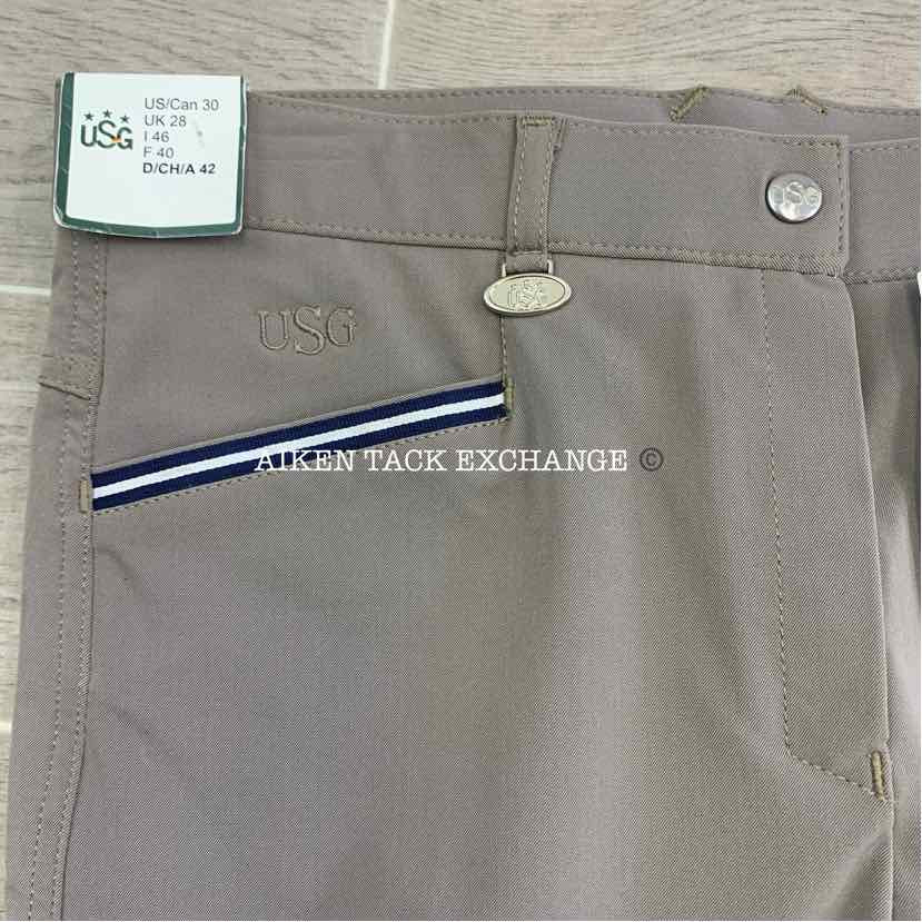 KL Select USG "Ava" Silicone Grip Full Seat Breeches, Women's 30