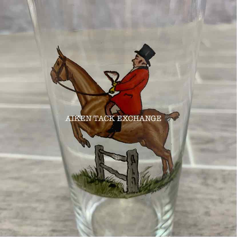 Hunt Scene Tall Gold Rim Glass