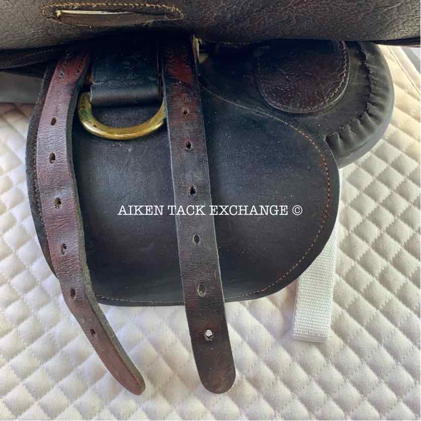 **SOLD** Miguel Acuna Saddlery Argentine Style Suede Polo Saddle, 18.5" Seat, Medium Tree, Foam Panels, Comes with Stirrups & Leathers