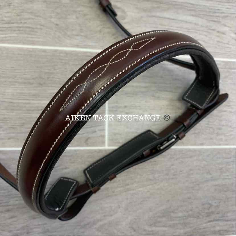 KL Select Red Barn Padded Raised Fancy Stitch Hunter Crank Noseband, Oversize