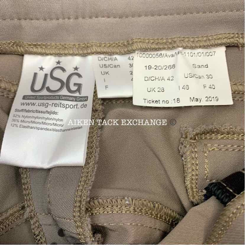 KL Select USG "Ava" Silicone Grip Full Seat Breeches, Women's 30