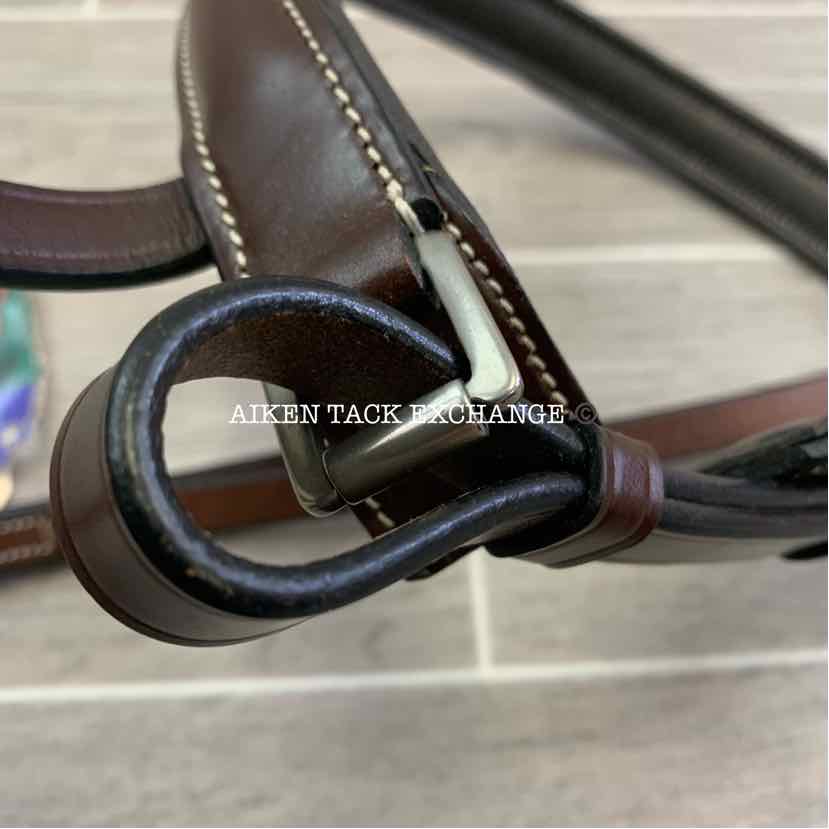 KL Select Red Barn Padded Raised Fancy Stitch Hunter Crank Noseband, Oversize