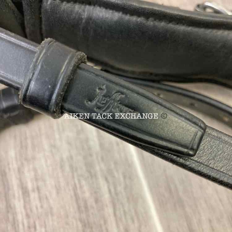 Jeffries Black Padded Leather Crank Flash Noseband, Size Cob, Brand New