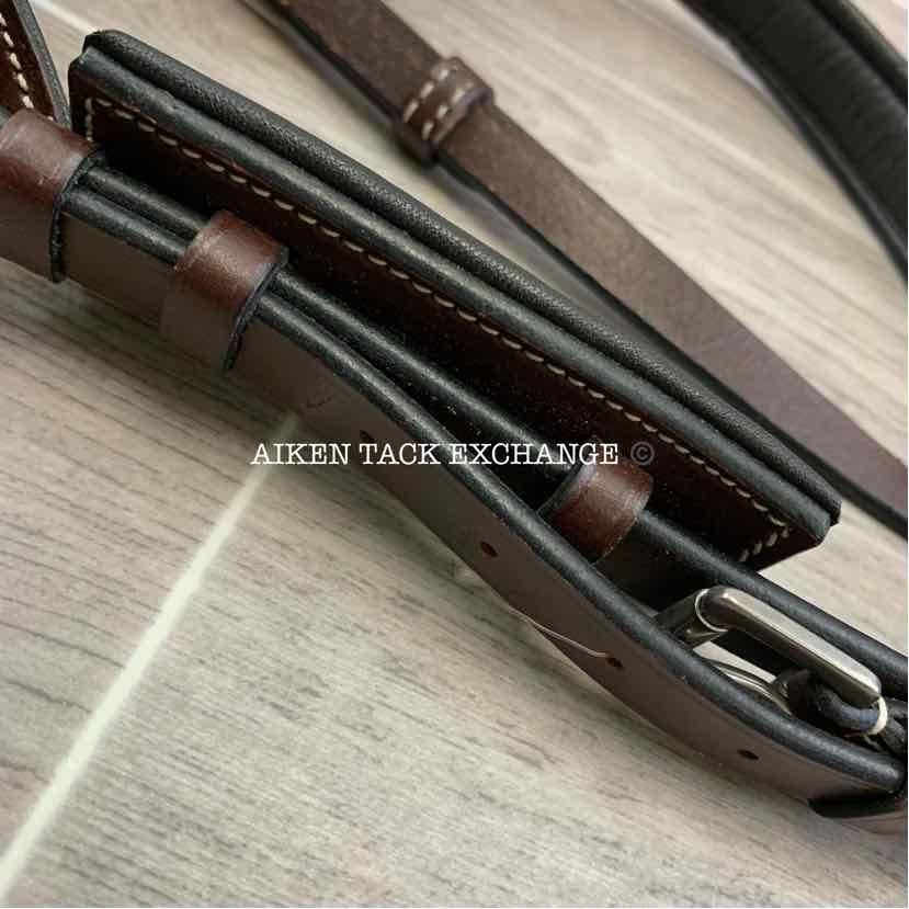 KL Select Red Barn Padded Raised Fancy Stitch Hunter Crank Noseband, Oversize