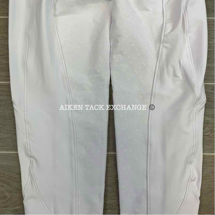 CAS Diamond Silicone Full Seat Riding Tight Breeches, White, Size Large