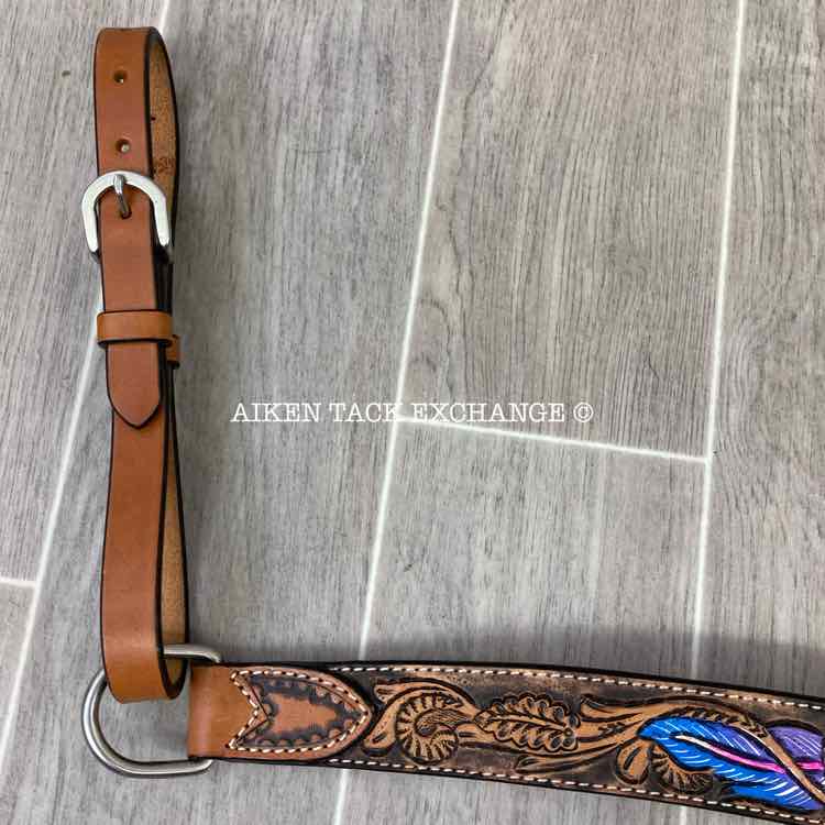 Turquoise Cross Twisted Feather Headstall w/ Matching Breast Collar