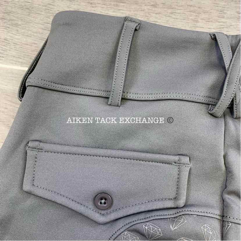 CAS Diamond Silicone Full Seat Compression Breeches, Grey, Size Large