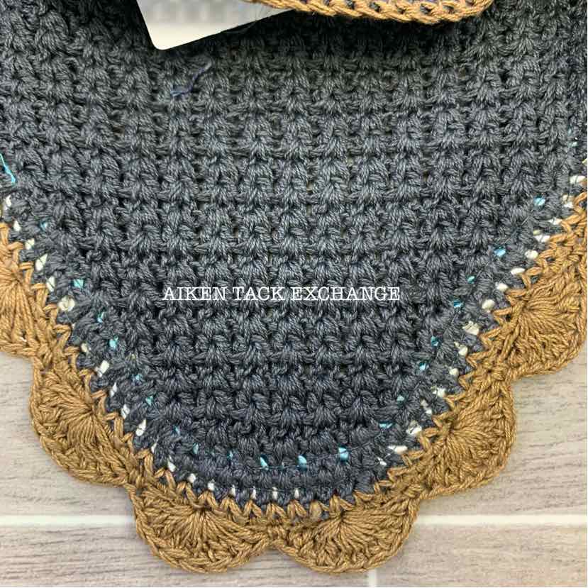 USG by KL Select Fly Veil Ear Bonnet, Anthracite/Brown, Size Pony/Cob, Brand New