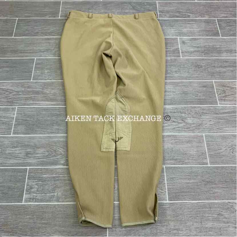 TuffRider Low Rise Pull On Knee Patch Breeches, Size 34