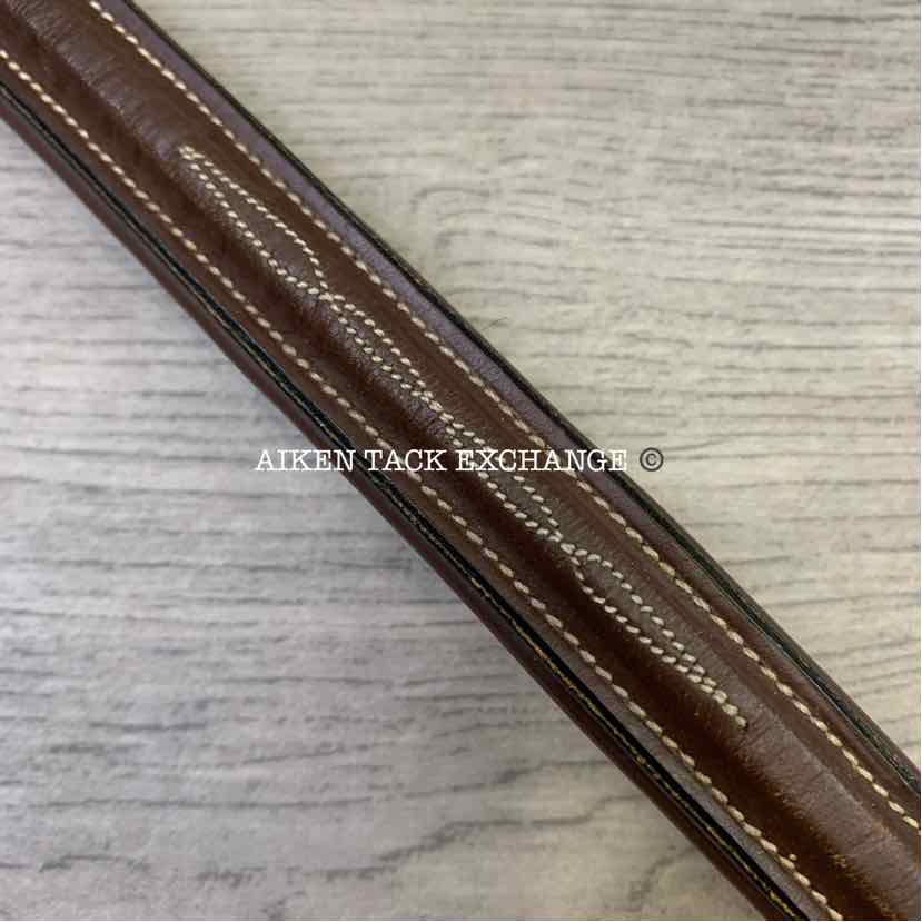 Square Raised Fancy Stitch Padded Browband, Brown, 14"