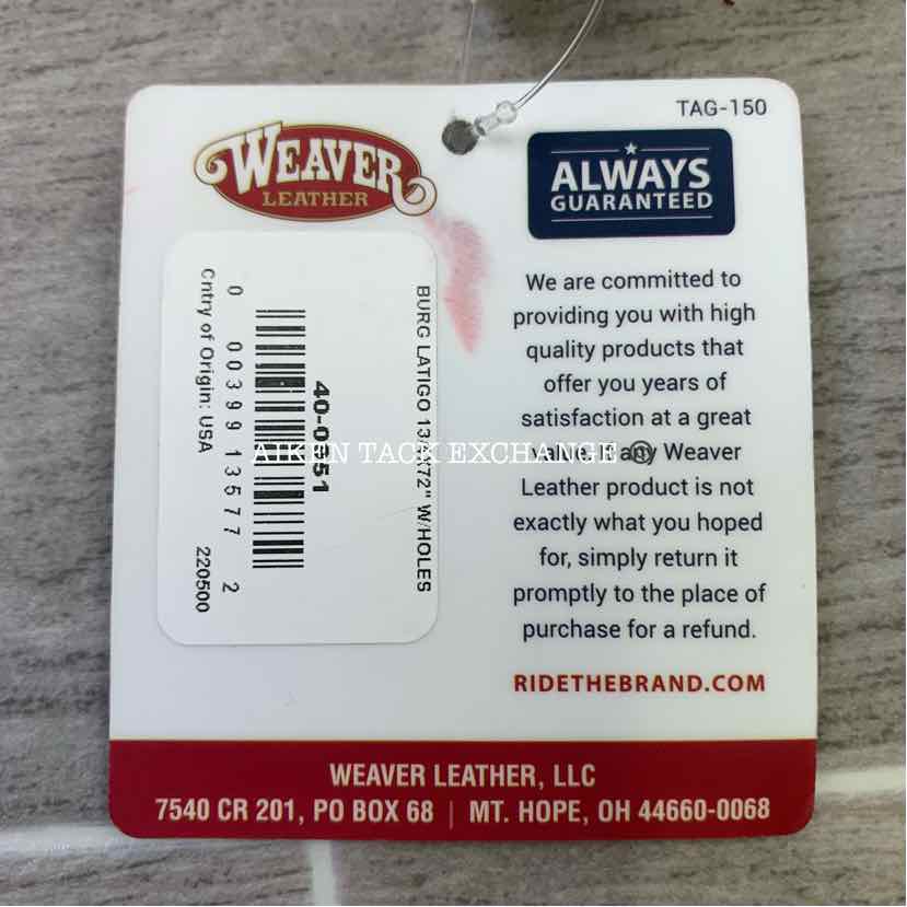 Weaver Leather Latigo Cinch Tie Strap, Burgundy, 1 3/4" x 72"