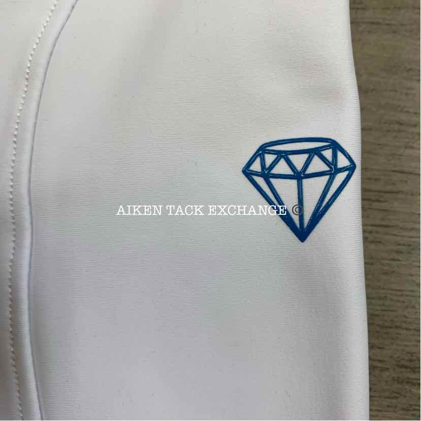 CAS Diamond Silicone Full Seat Riding Tight Breeches, White, Size Medium