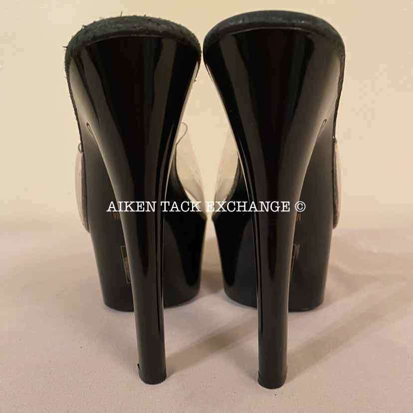 Women's 7, Ellie 601-Vanity Mule with 6" Heel, Clear/Black:Arielle's Wardrobe: Footwear:Ellie:The Aiken Tack Exchange