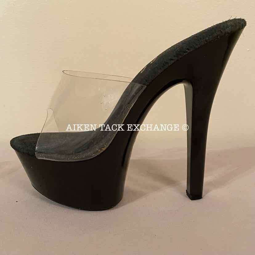 Women's 7, Ellie 601-Vanity Mule with 6" Heel, Clear/Black:Arielle's Wardrobe: Footwear:Ellie:The Aiken Tack Exchange