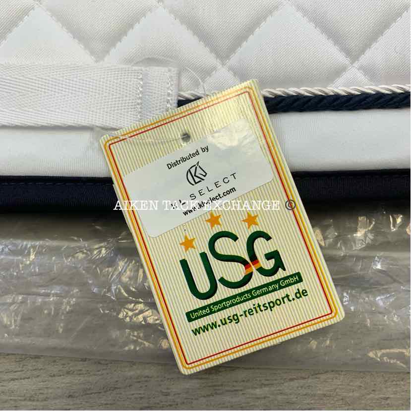 USG by KL Select All Purpose Saddle Pad, White/Navy, Size Full, Brand New