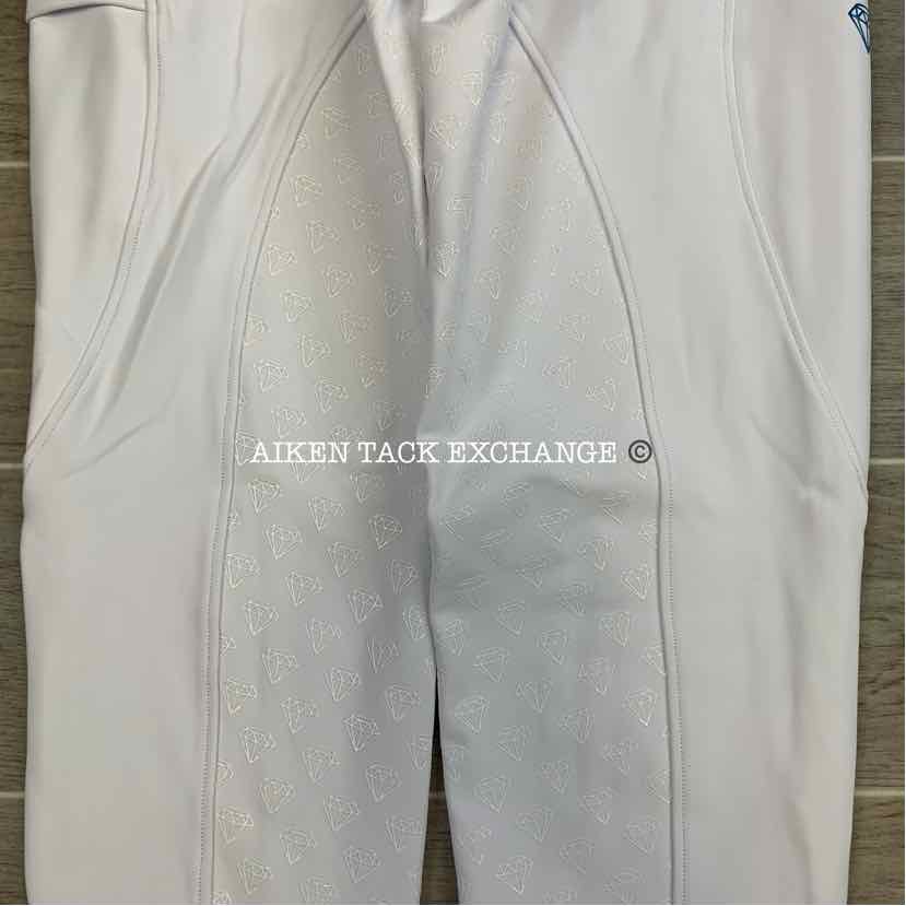 CAS Diamond Silicone Full Seat Riding Tight Breeches, White, Size X-Small