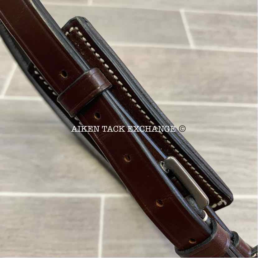 KL Select Red Barn Padded Raised Fancy Stitch Hunter Crank Noseband, Oversize
