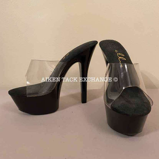 Women's 7, Ellie 601-Vanity Mule with 6" Heel, Clear/Black:Arielle's Wardrobe: Footwear:Ellie:The Aiken Tack Exchange