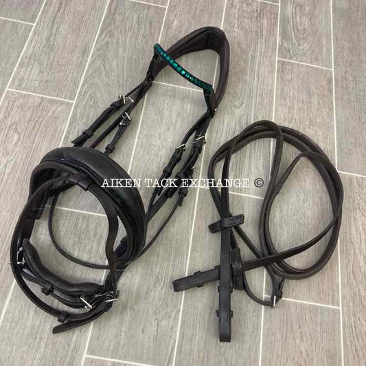 Stubben Switch Bridle w/ MagicTack Browband & Matching Reins, Full