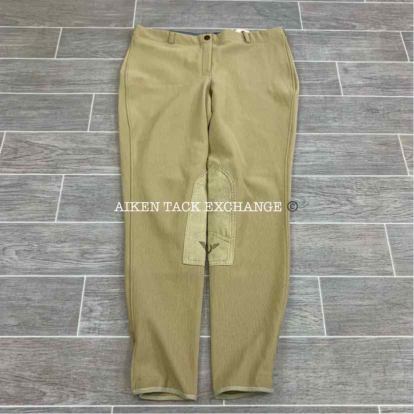 TuffRider Low Rise Pull On Knee Patch Breeches, Size 34