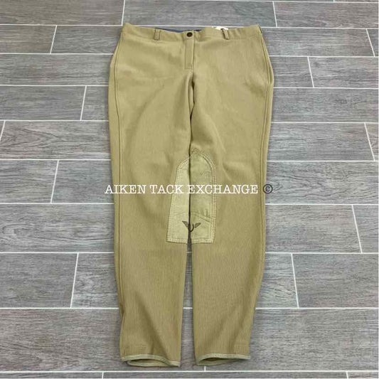 TuffRider Low Rise Pull On Knee Patch Breeches, Size 34