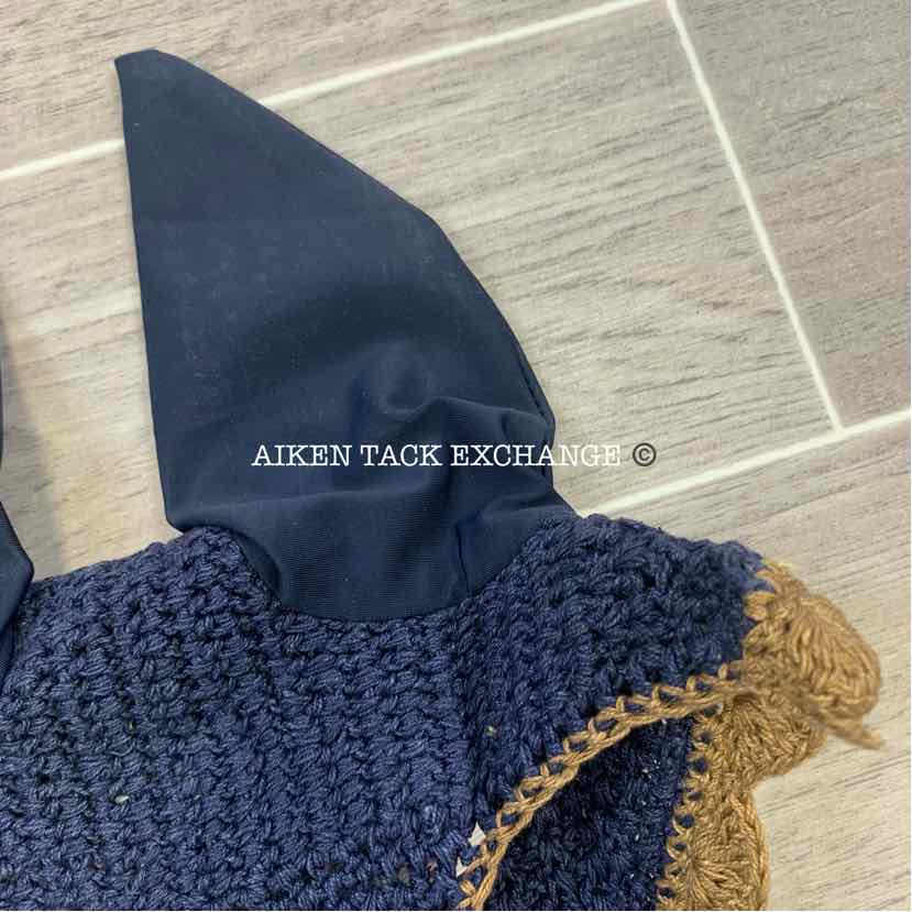 USG by KL Select Fly Veil Ear Bonnet, Navy/Brown, Size Pony/Cob, Brand New