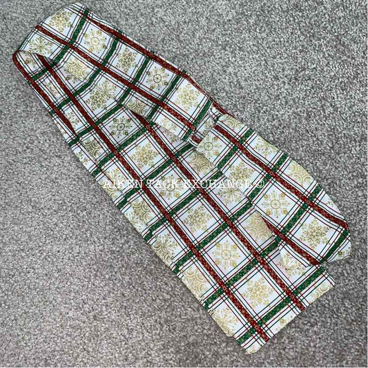 Traditional Stock Tie, Red/Green Plaid/Gold Snowflake