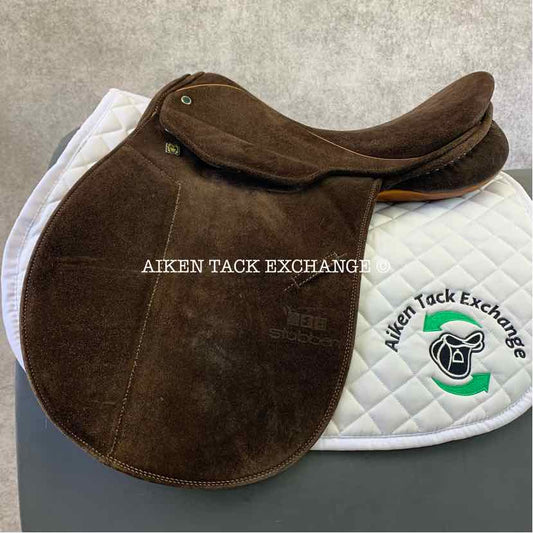 **SOLD** Stubben Daland Suede All Purpose Saddle, 17" Seat, 32 cm Tree - Wide, Wool Flocked Panels