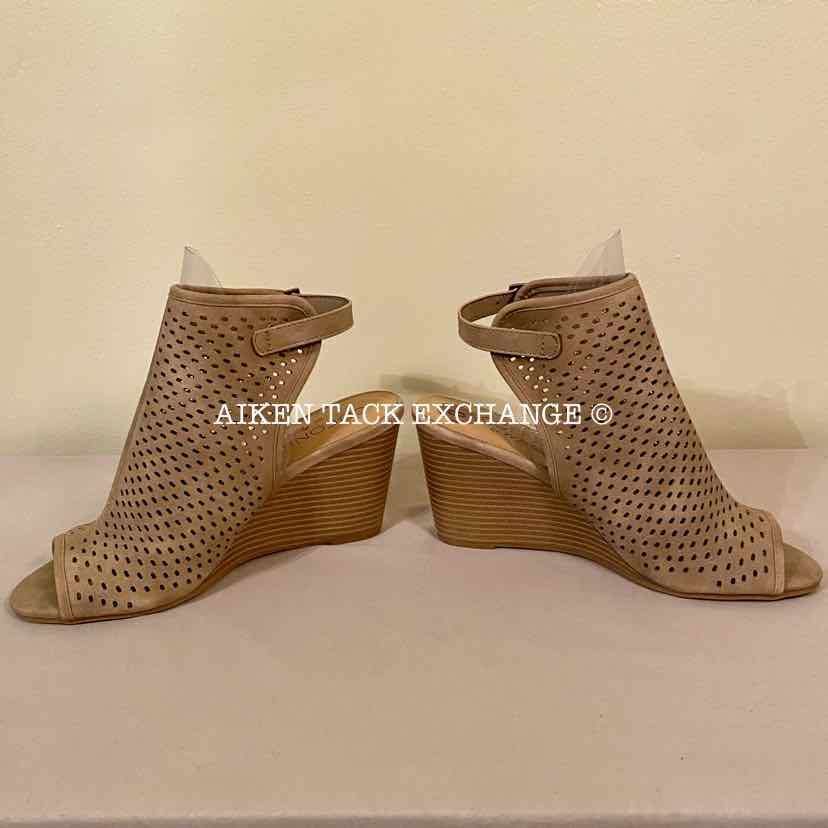 Women's 8, Coconuts by Matisse Peep Toe Sling Back Wedges, Tan:Arielle's Wardrobe: Footwear:Coconuts by Matisse:The Aiken Tack Exchange