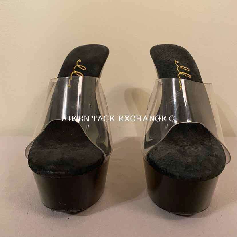 Women's 7, Ellie 601-Vanity Mule with 6" Heel, Clear/Black:Arielle's Wardrobe: Footwear:Ellie:The Aiken Tack Exchange